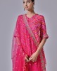 Georgette Rani Pink Bandhani Printed Sharara Suit